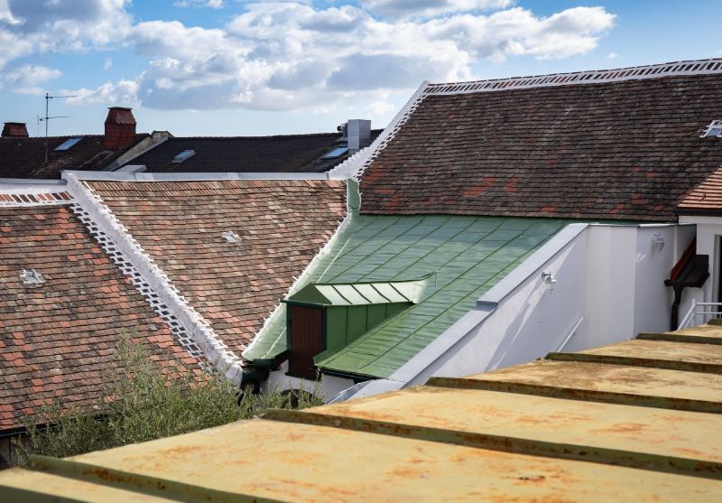 Übersicht über die Dachflächen rund um den Innenhof