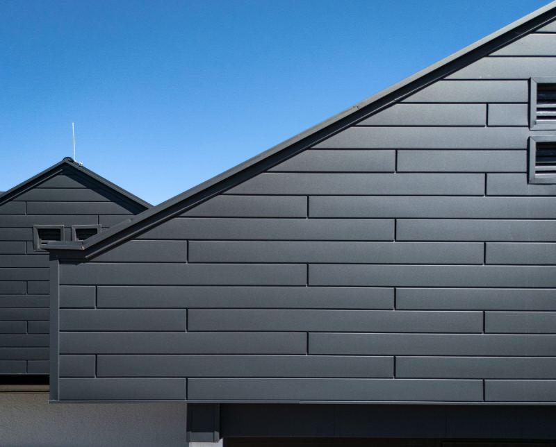 Giebelfassade mit PREFA-Sidings an der Leichenhalle Großhöflein